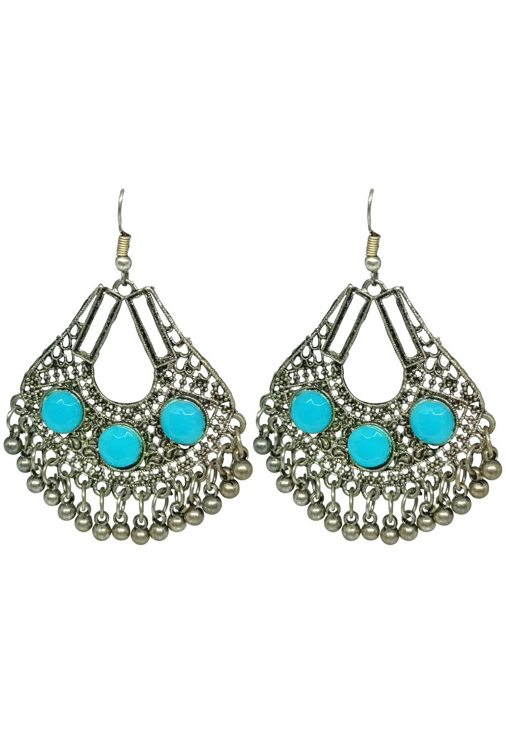 Sky Blue Brass pearl Earrings 240548