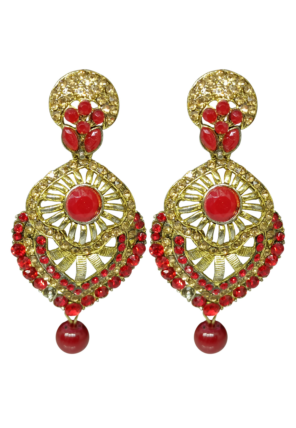 Red Brass pearl Earrings 240551