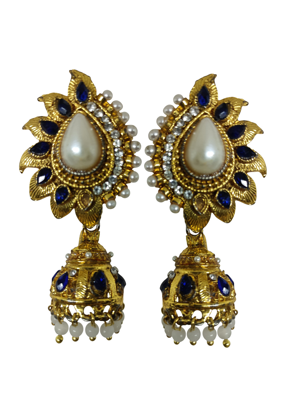 Blue Brass pearl Earrings 240568