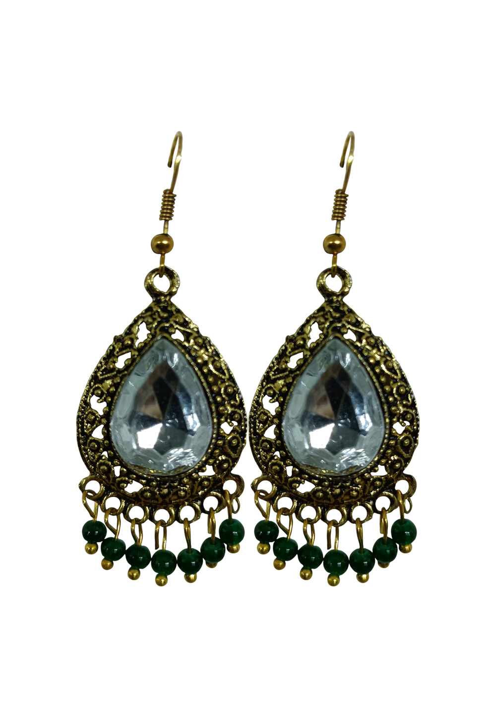 Green Brass pearl Earrings 240570
