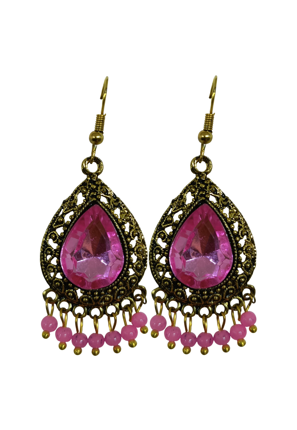 Pink Brass pearl Earrings 240571