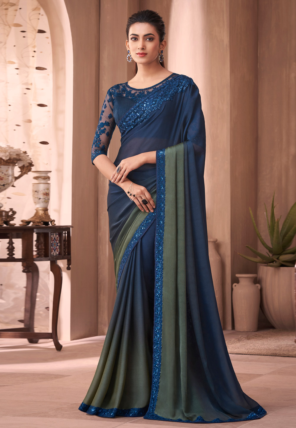 Designer Half Saree with Stitched Blouse and comes with Hip belt –  siyarasfashionhouse