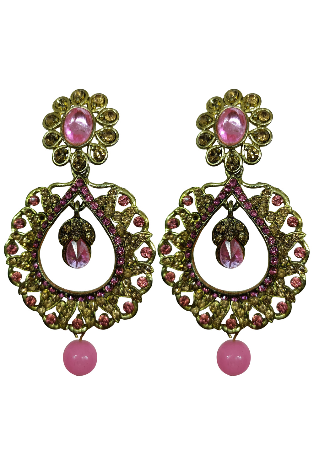 Pink Brass pearl Earrings 240573