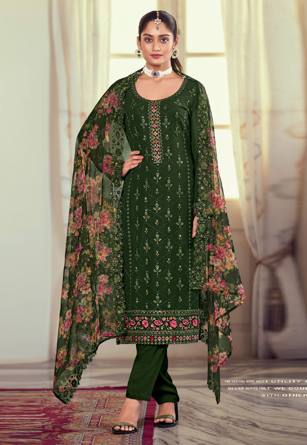 Green Georgette Pakistani Suit 267268