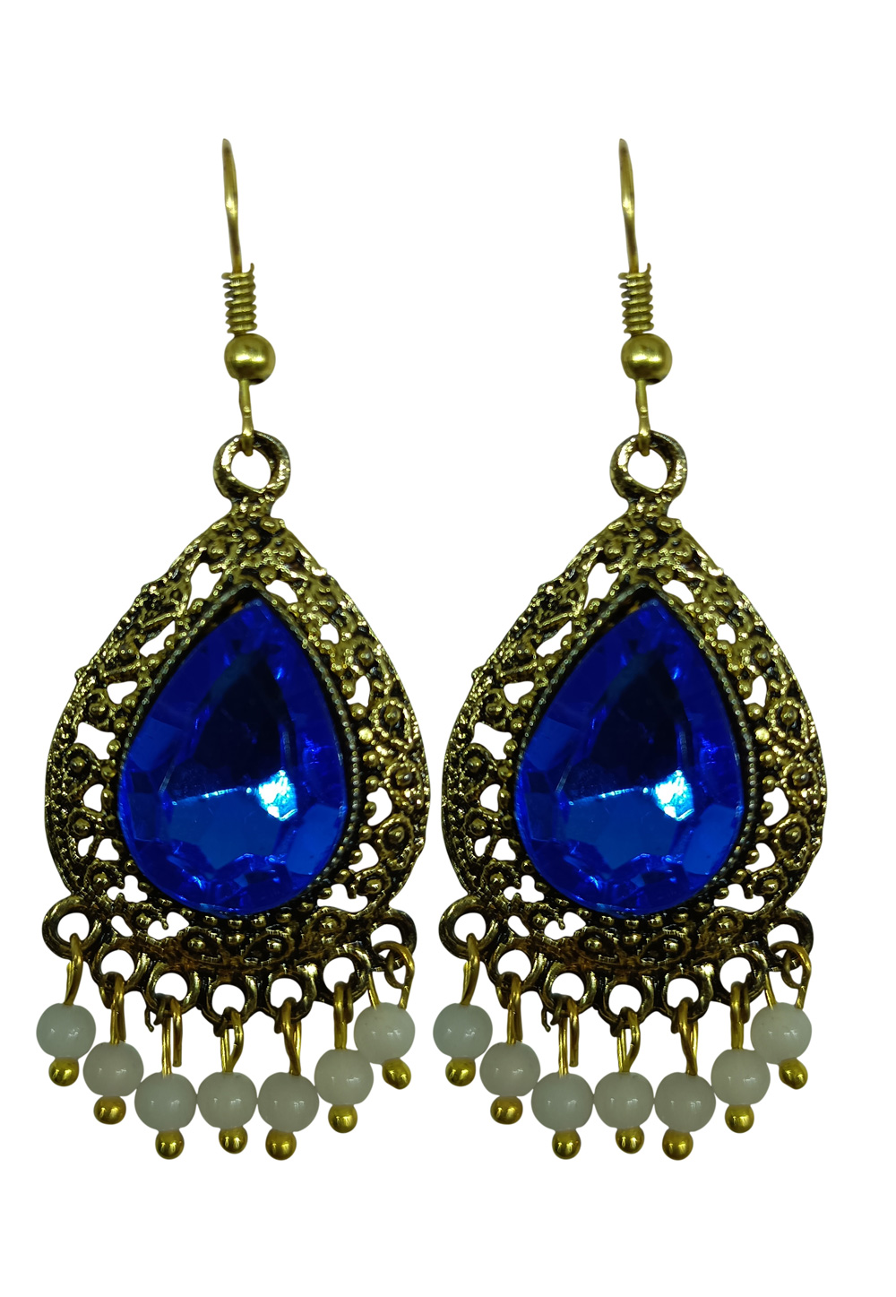 Blue Brass pearl Earrings 240574