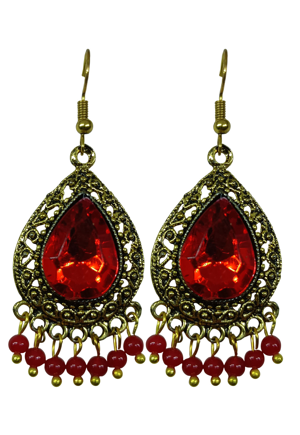 Red Brass pearl Earrings 240575