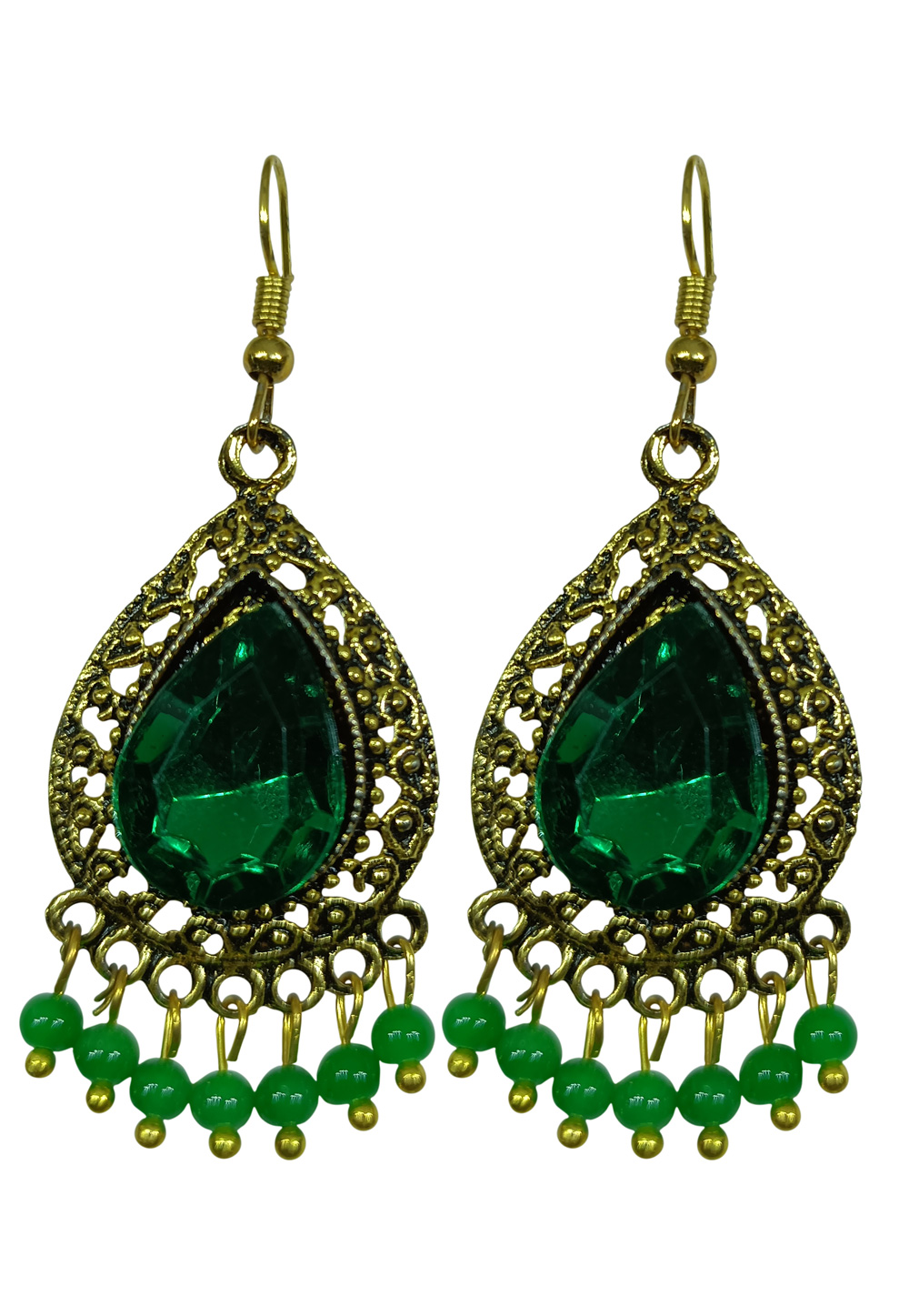 Green Brass pearl Earrings 240576
