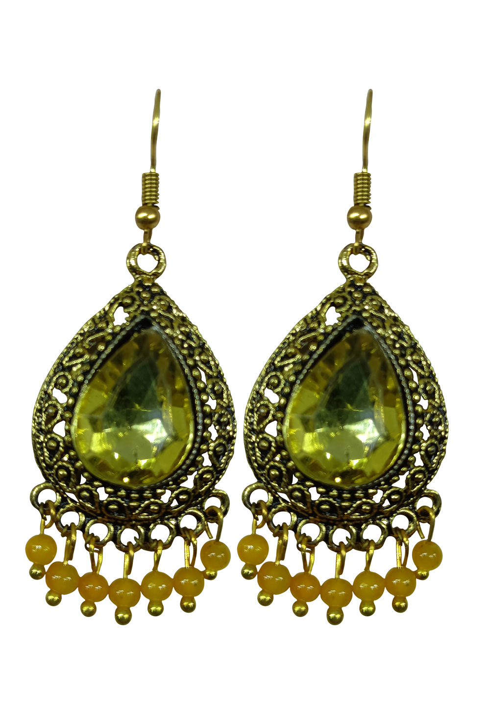 Light Green Brass pearl Earrings 240577