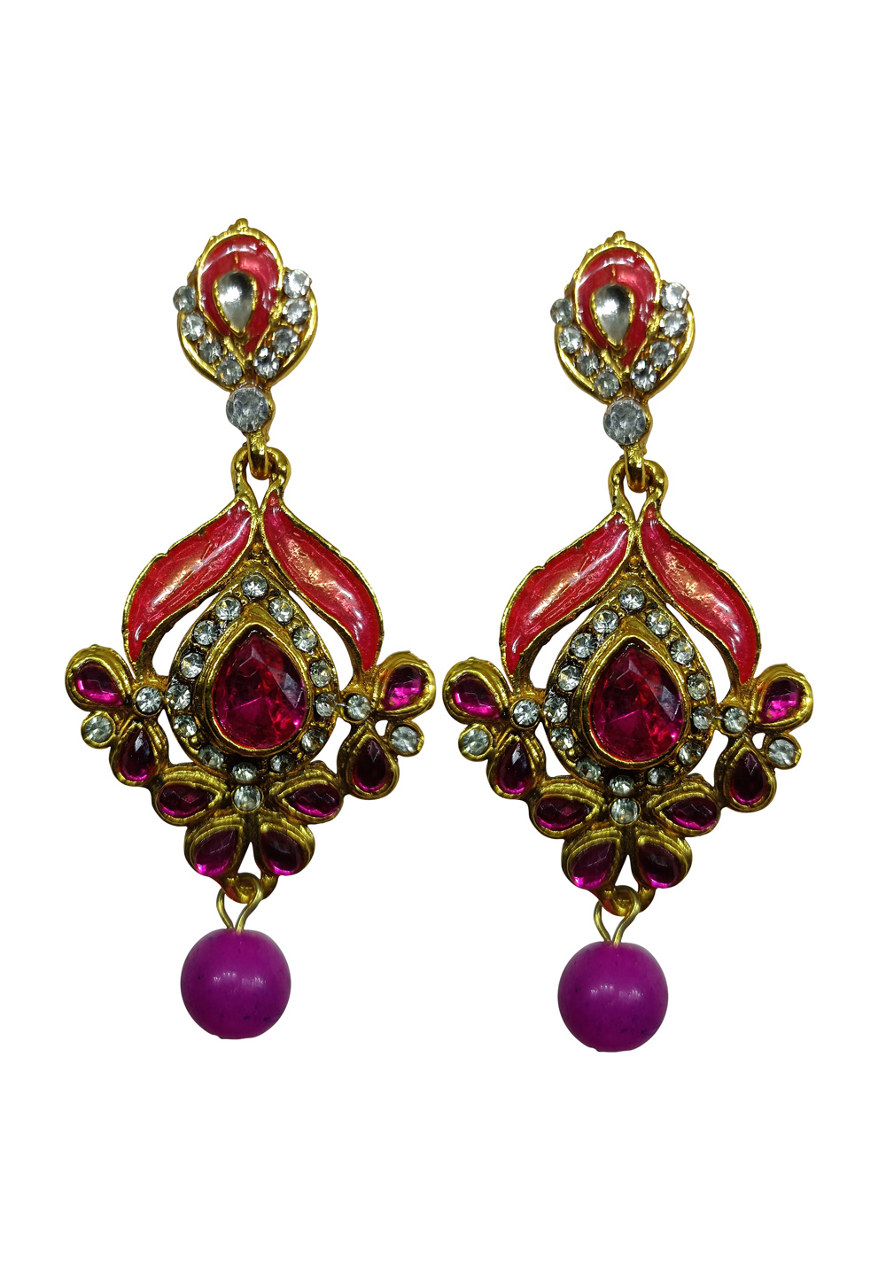 Red Brass pearl Earrings 240580