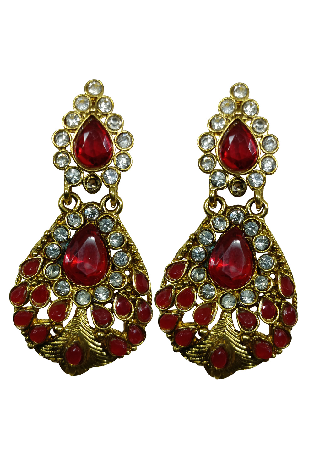 Maroon Brass pearl Earrings 240583