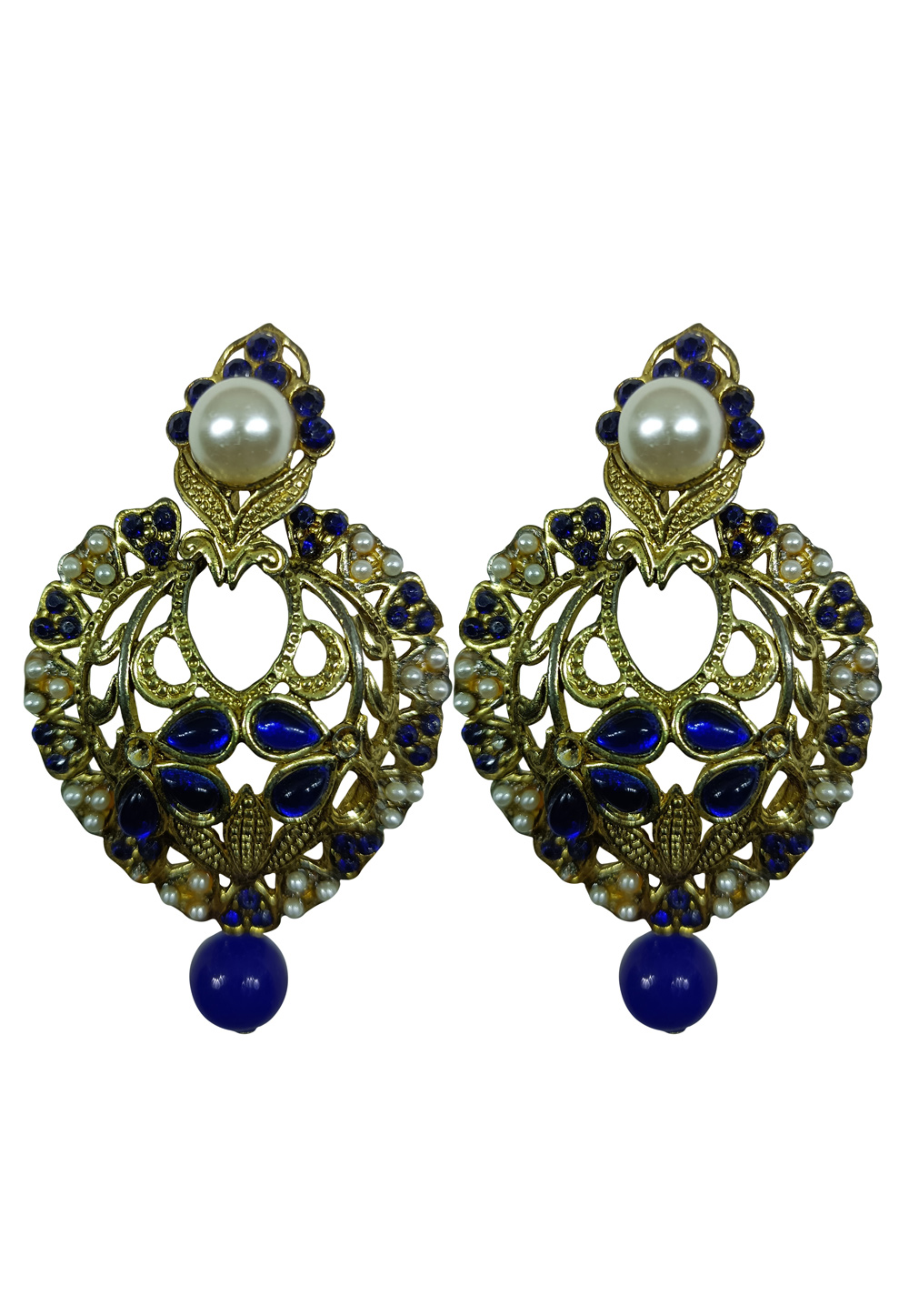 Blue Brass pearl Earrings 240585