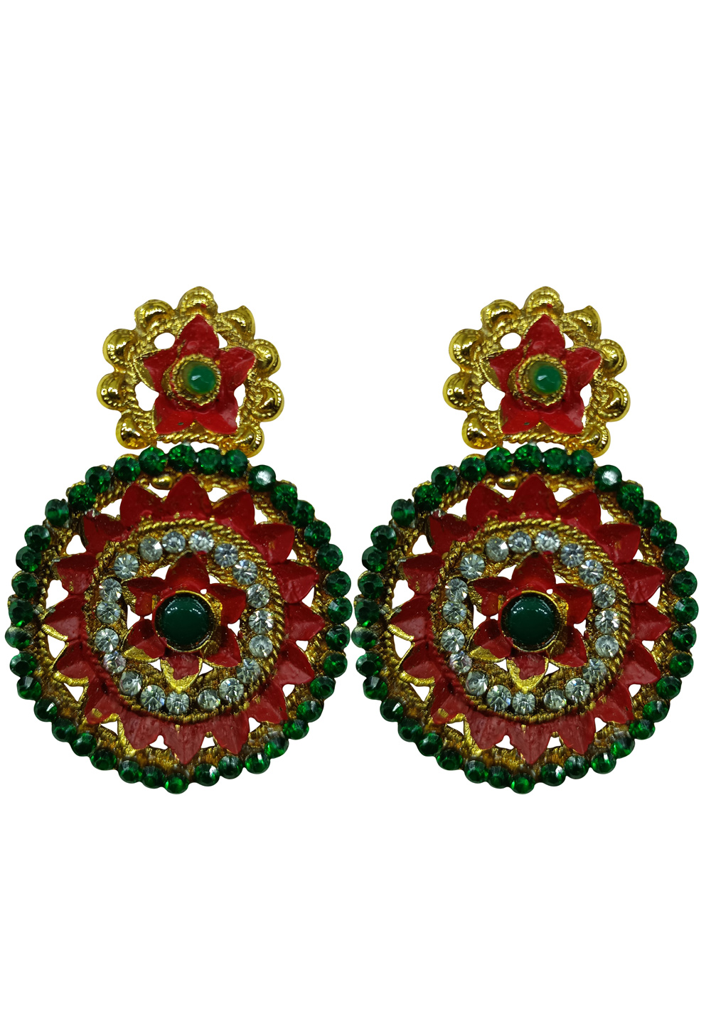 Red Brass pearl Earrings 240586
