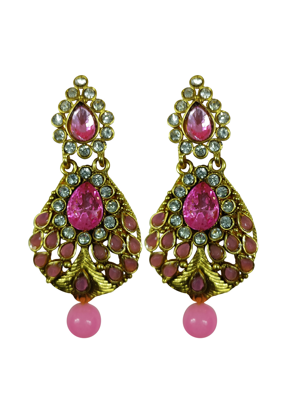 Pink Brass pearl Earrings 240587