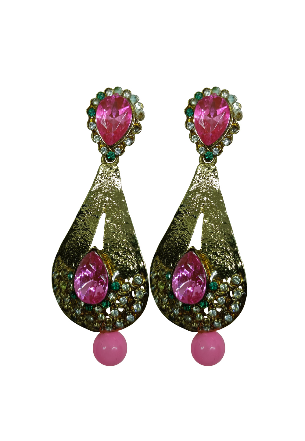 Pink Brass pearl Earrings 240588