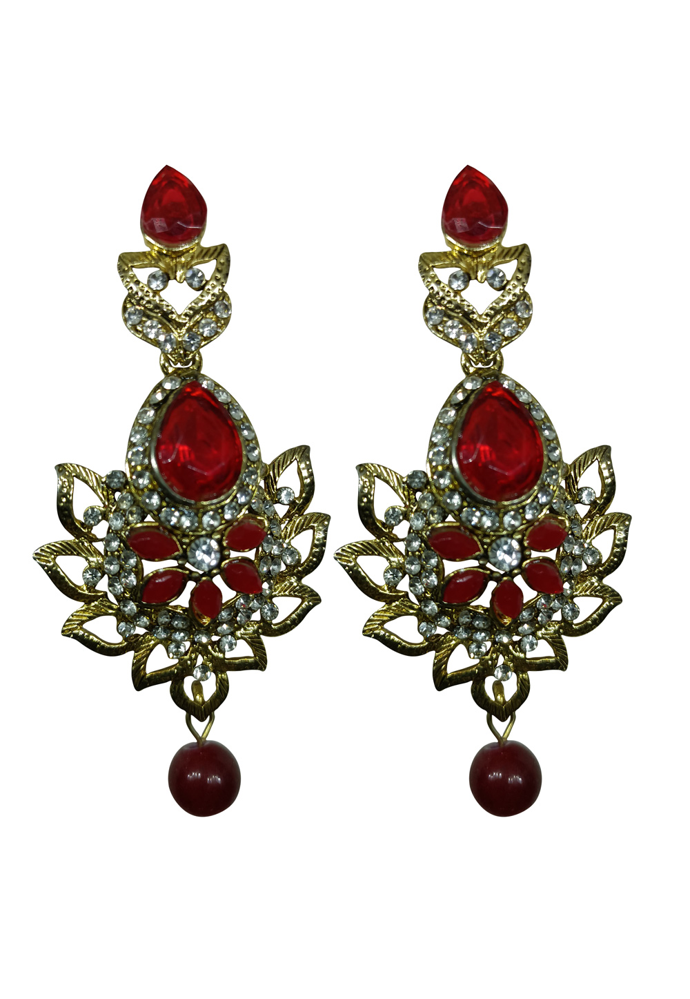 Red Brass pearl Earrings 240589