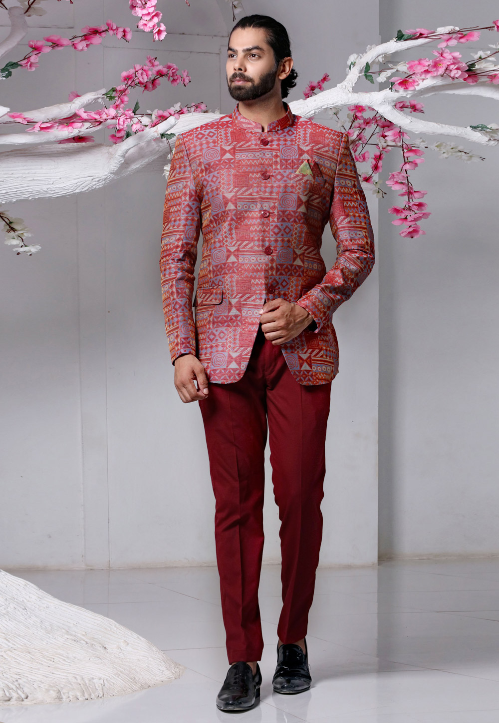 Maroon Cotton Jodhpuri Suit 217900