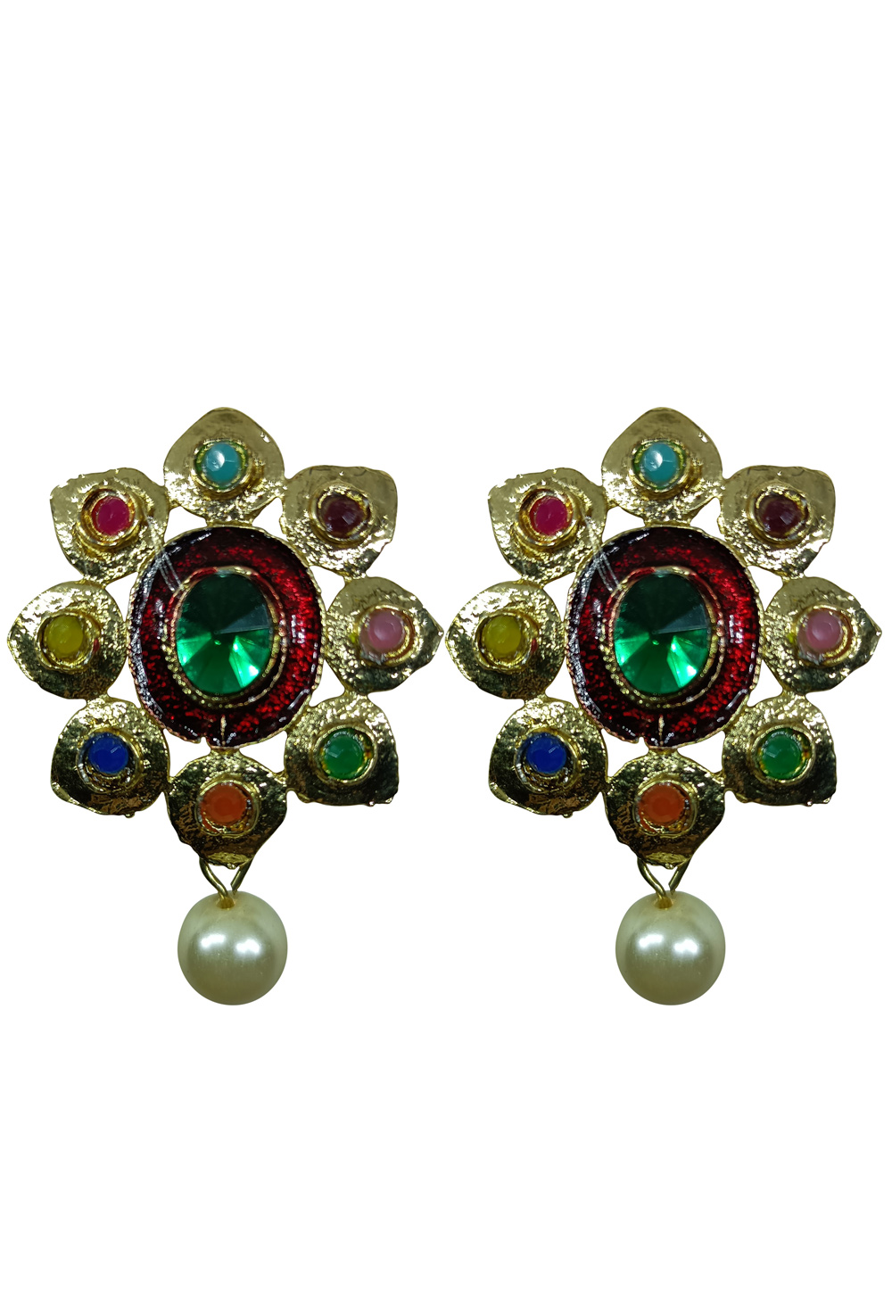 Red Brass pearl Earrings 240590
