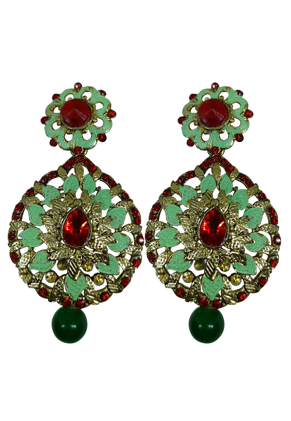 Light Green Brass pearl Earrings 240598