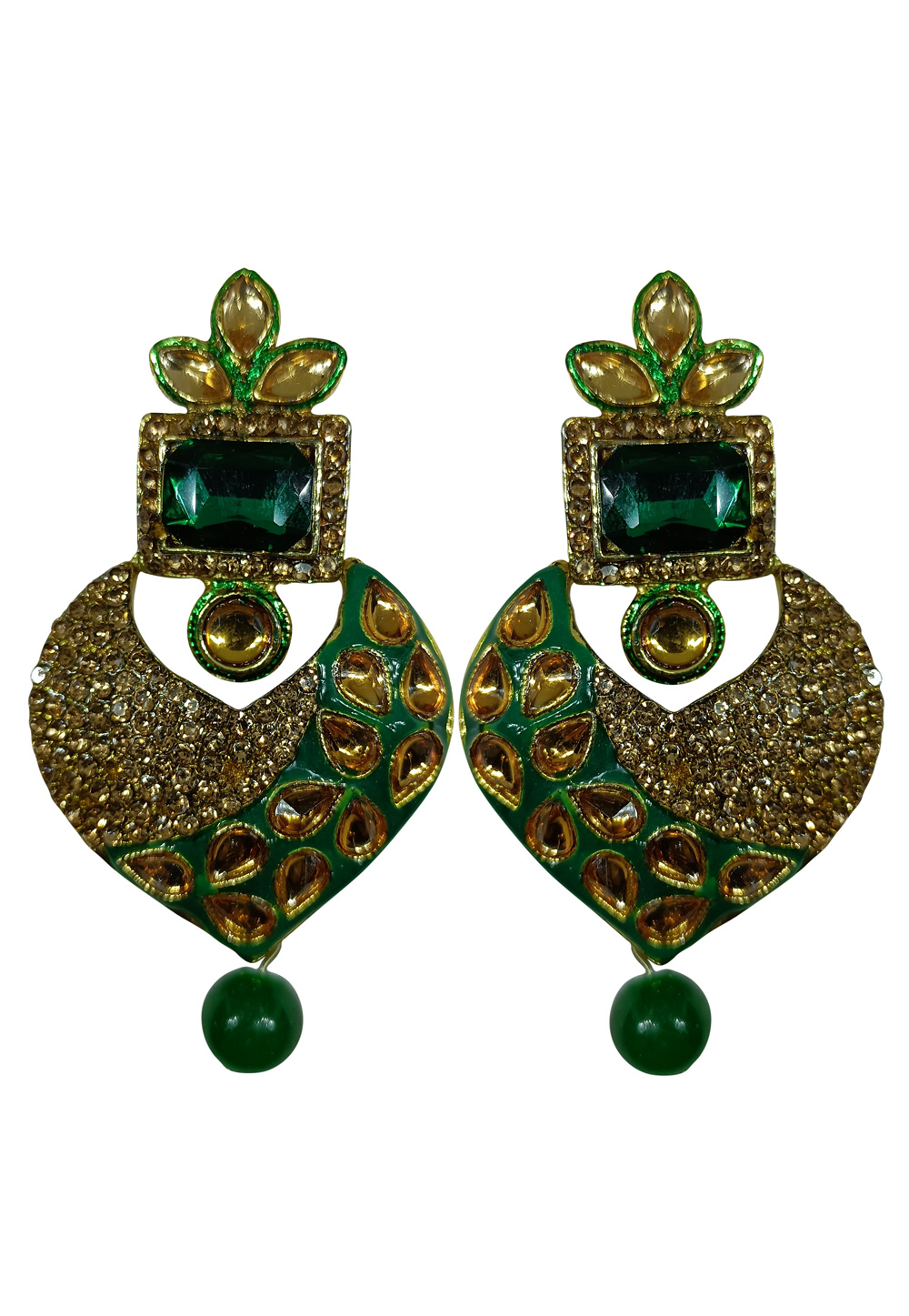 Green Brass pearl Earrings 240599