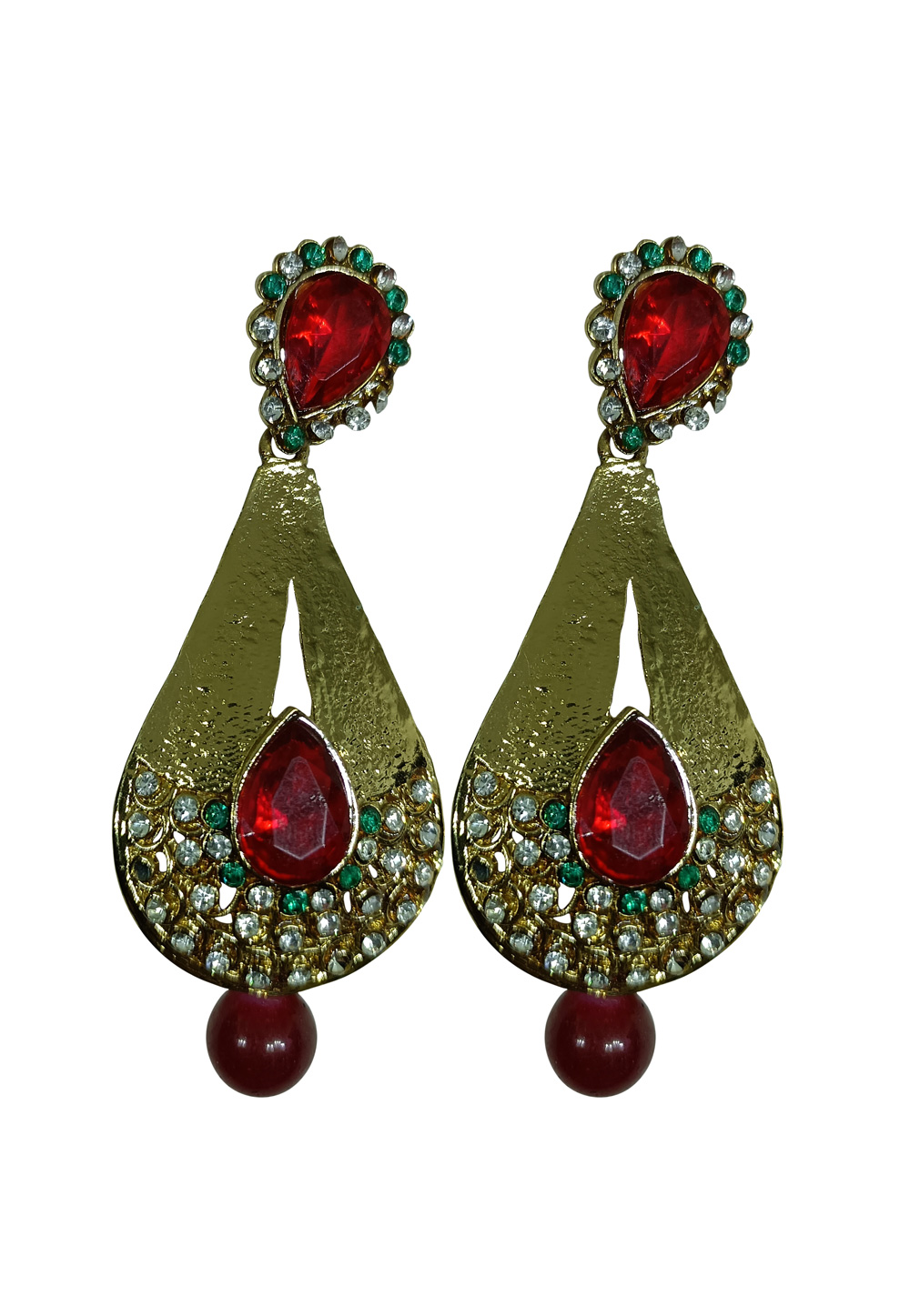 Red Brass pearl Earrings 240600