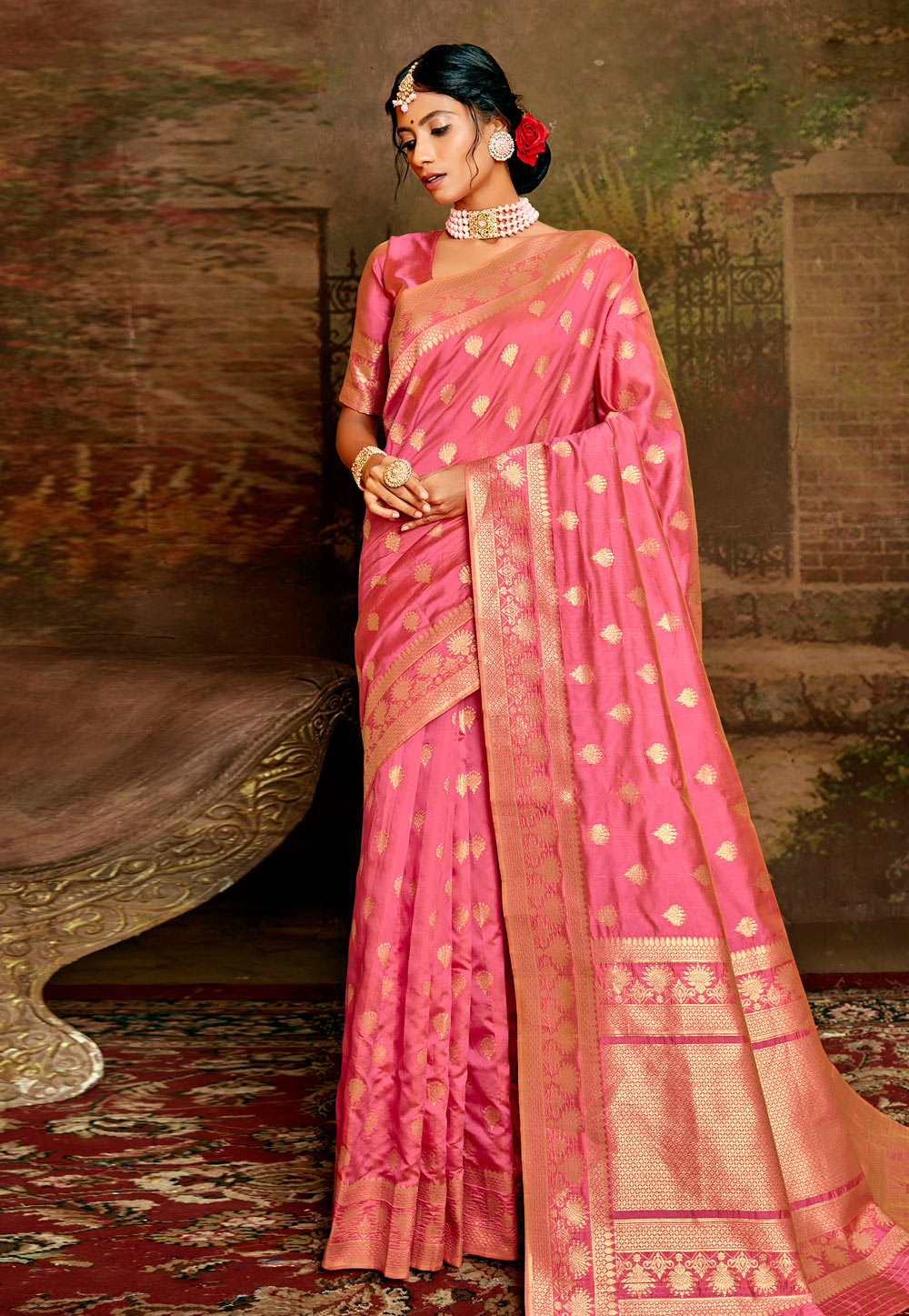 Pink Silk Saree With Blouse 217950