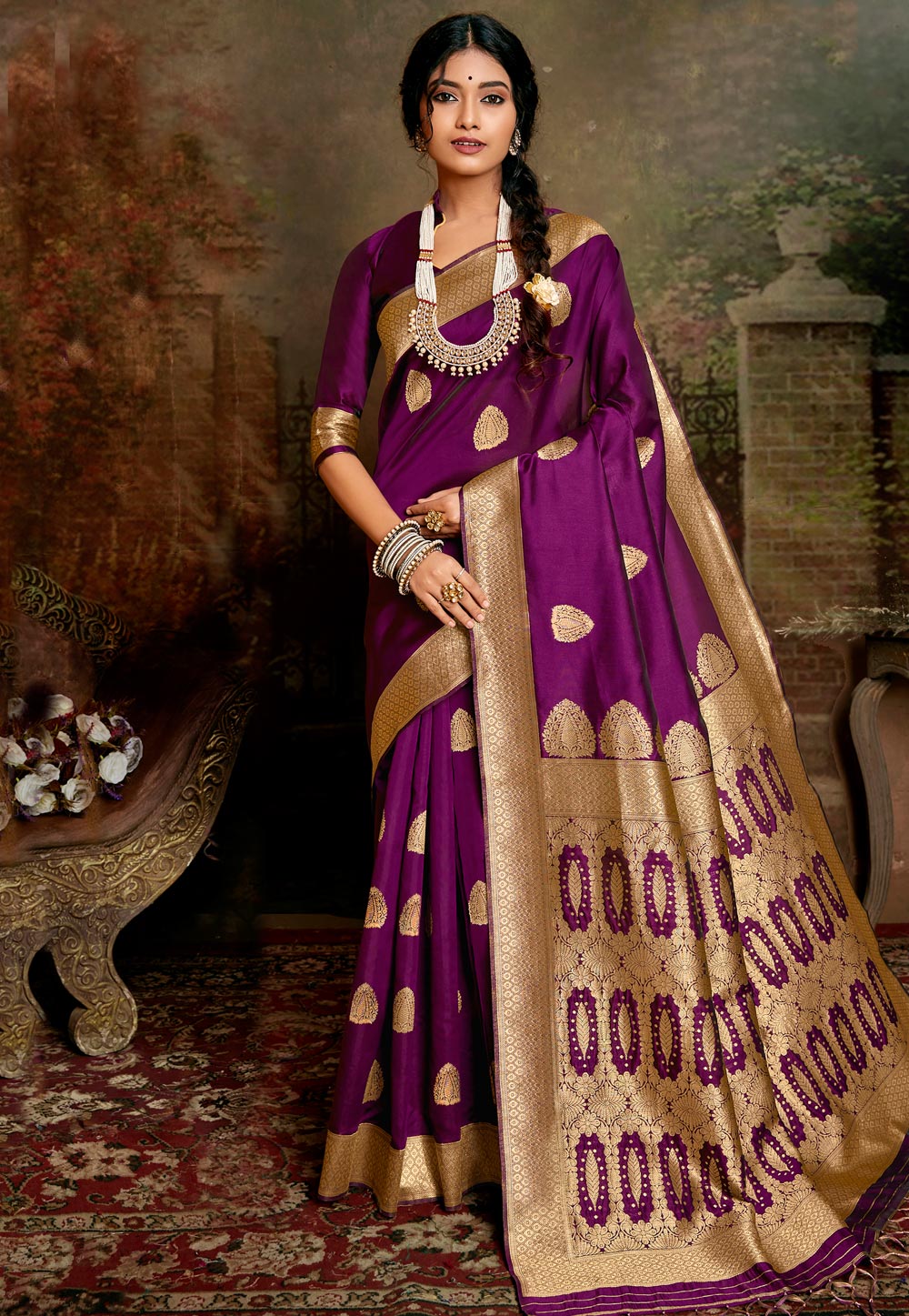 Purple Silk Saree With Blouse 217963