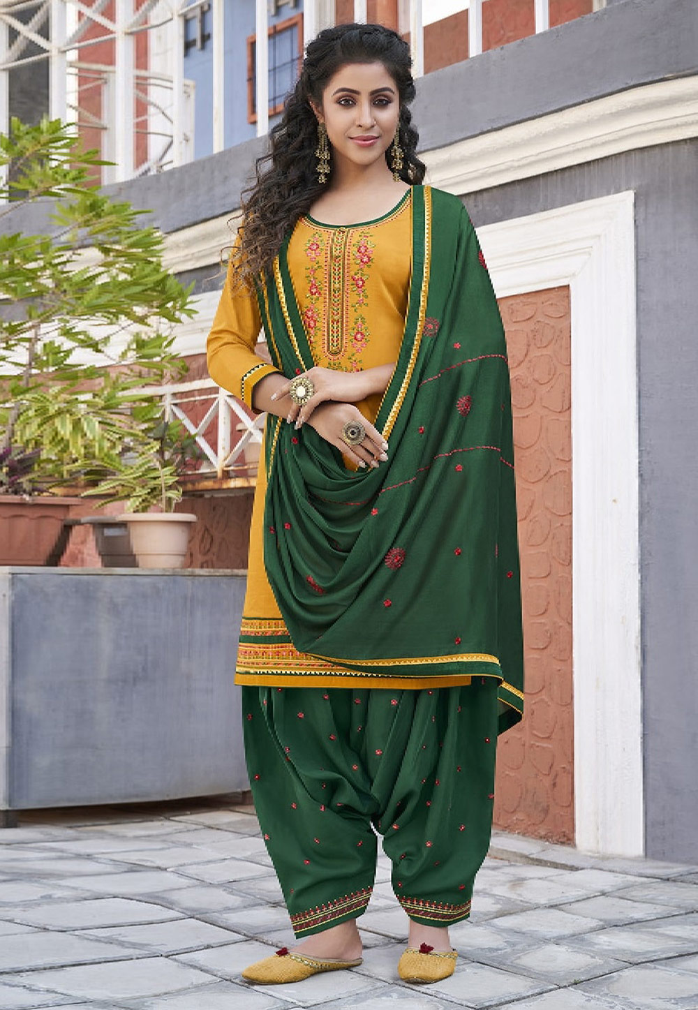 Yellow Cotton Punjabi Suit 217985