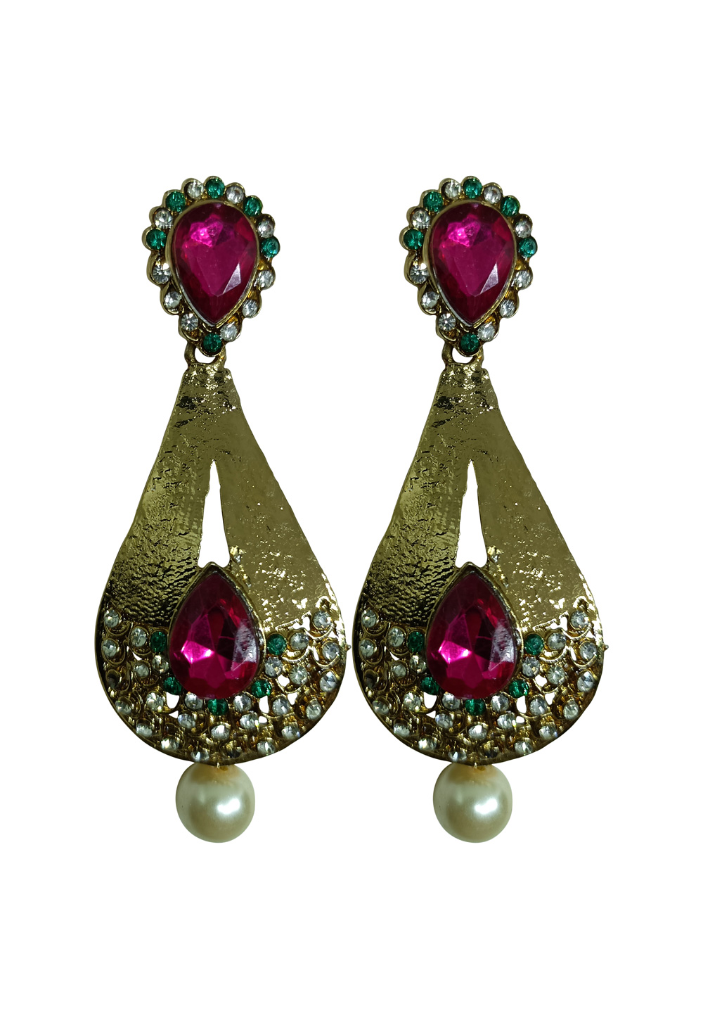 Pink Brass pearl Earrings 240611