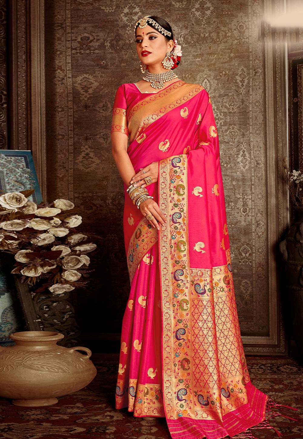 Pink Silk Saree With Blouse 218197