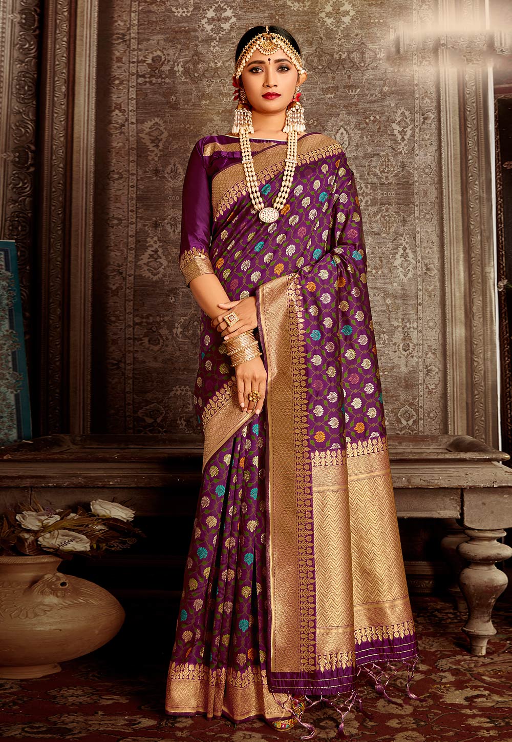 Purple Silk Saree With Blouse 218205