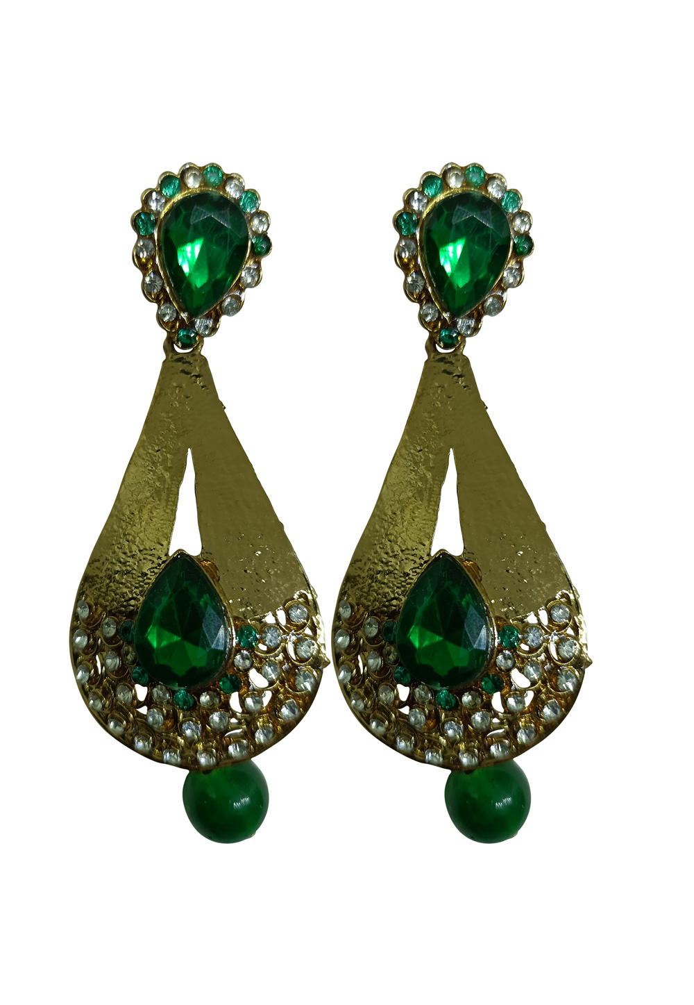 Green Brass pearl Earrings 240612
