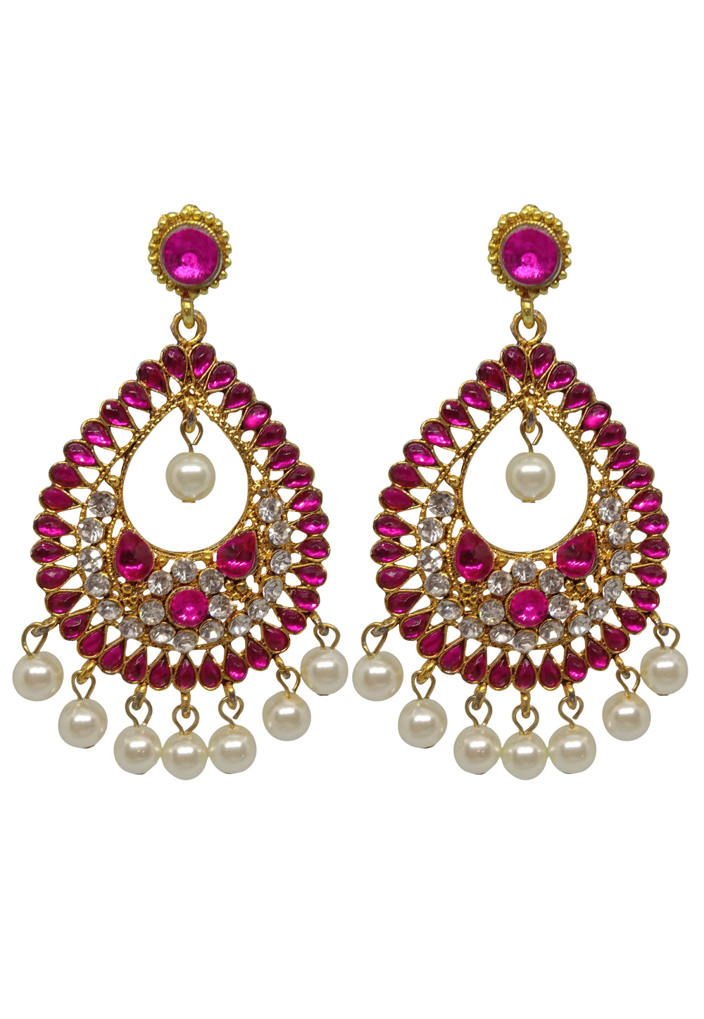Pink Brass pearl Earrings 240614