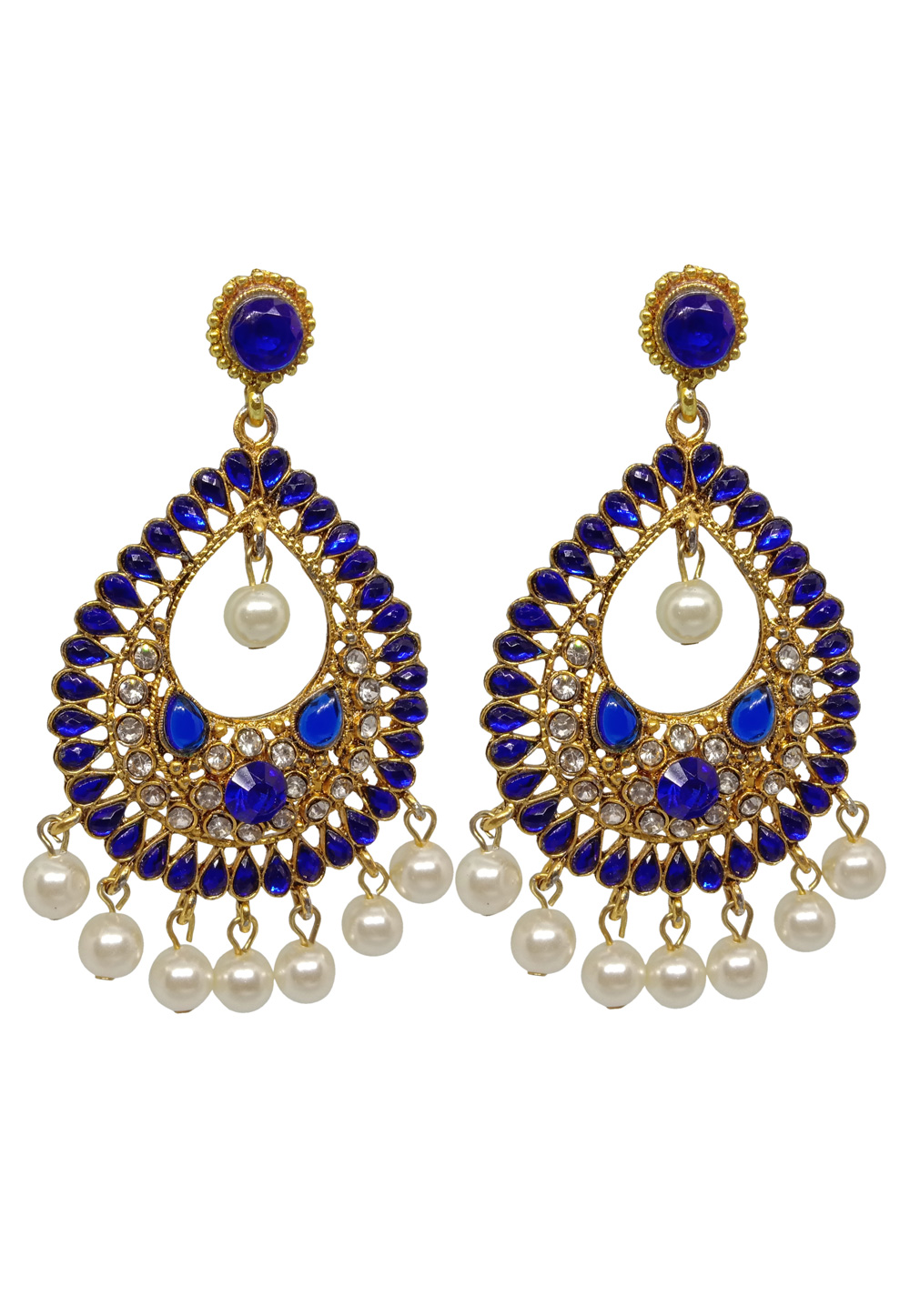 Blue Brass pearl Earrings 240616