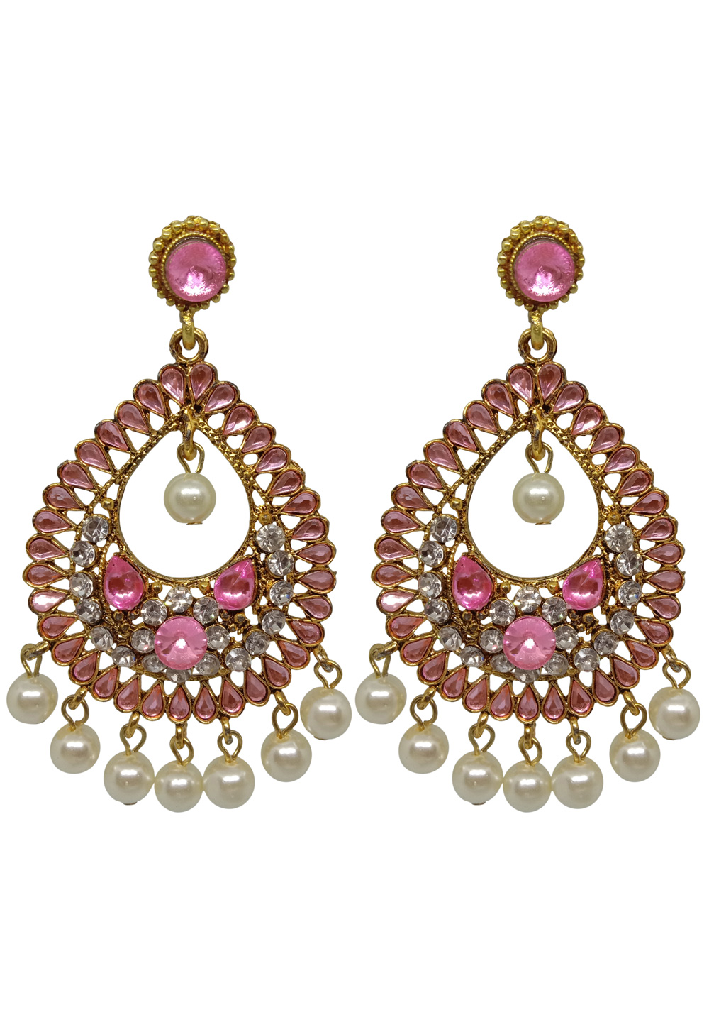 Pink Brass pearl Earrings 240617