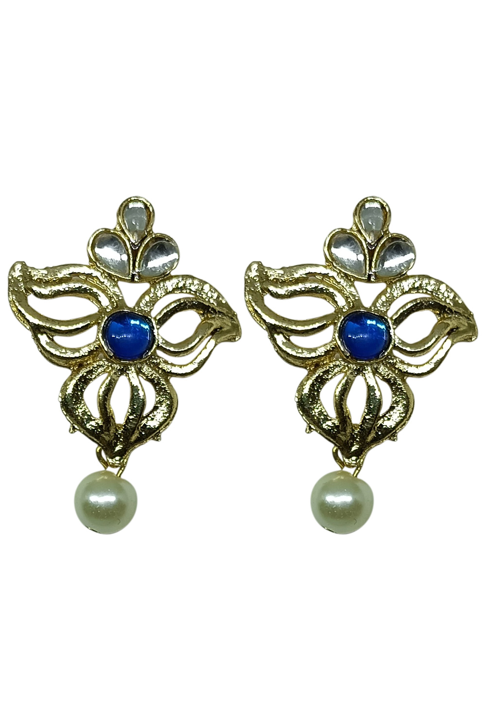 Blue Brass pearl Earrings 240631