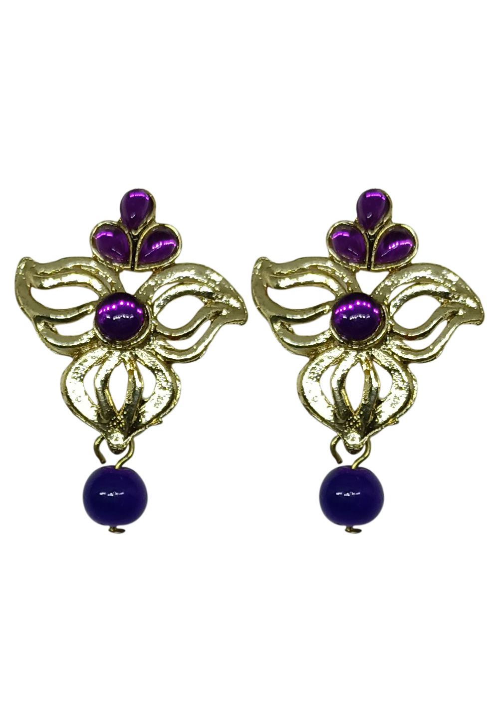 Purple Brass pearl Earrings 240632