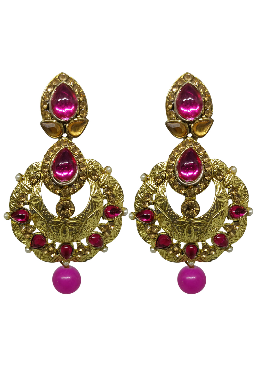 Pink Brass pearl Earrings 240640