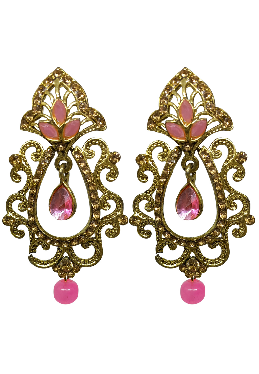 Pink Brass pearl Earrings 240641