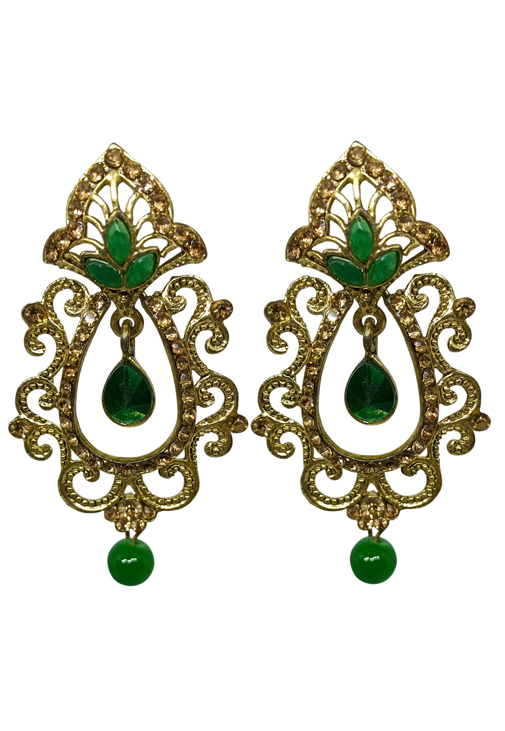 Green Brass pearl Earrings 240643