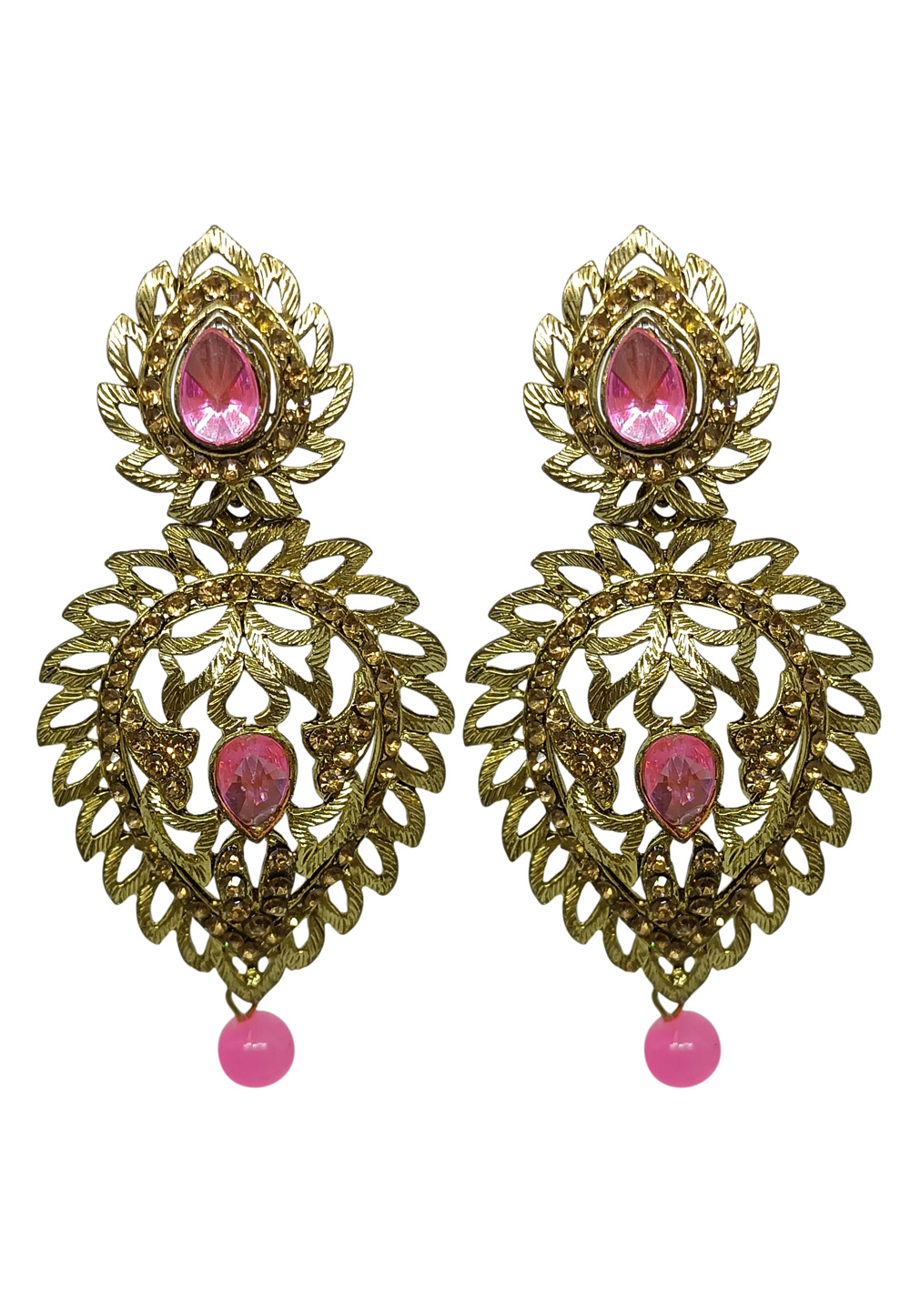 Pink Brass pearl Earrings 240645