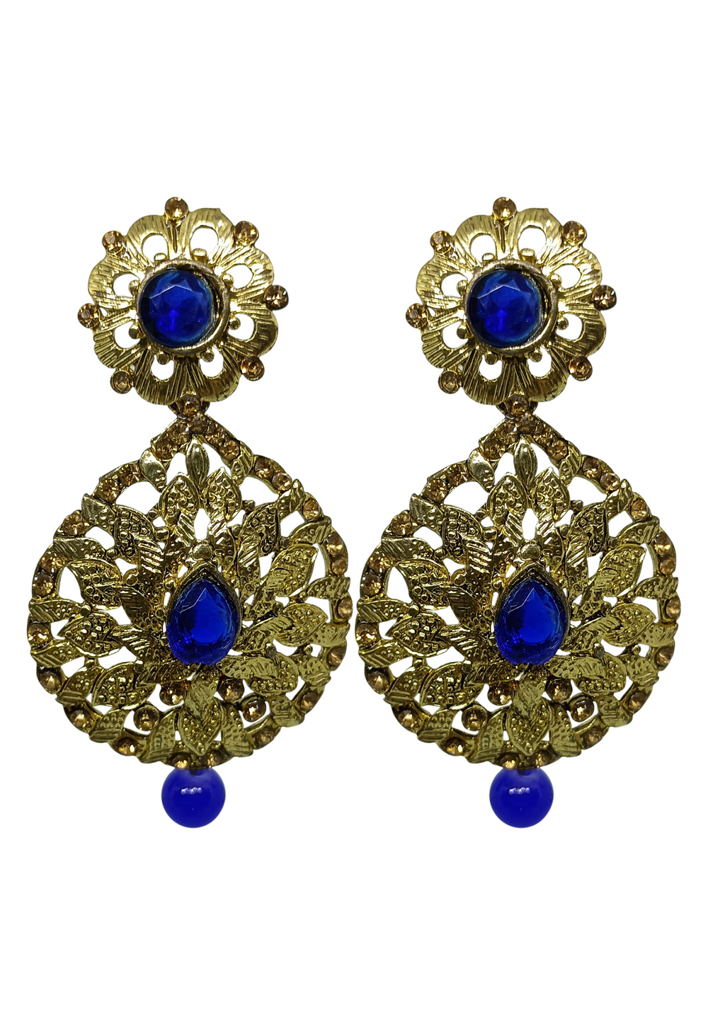 BLue Brass pearl Earrings 240646
