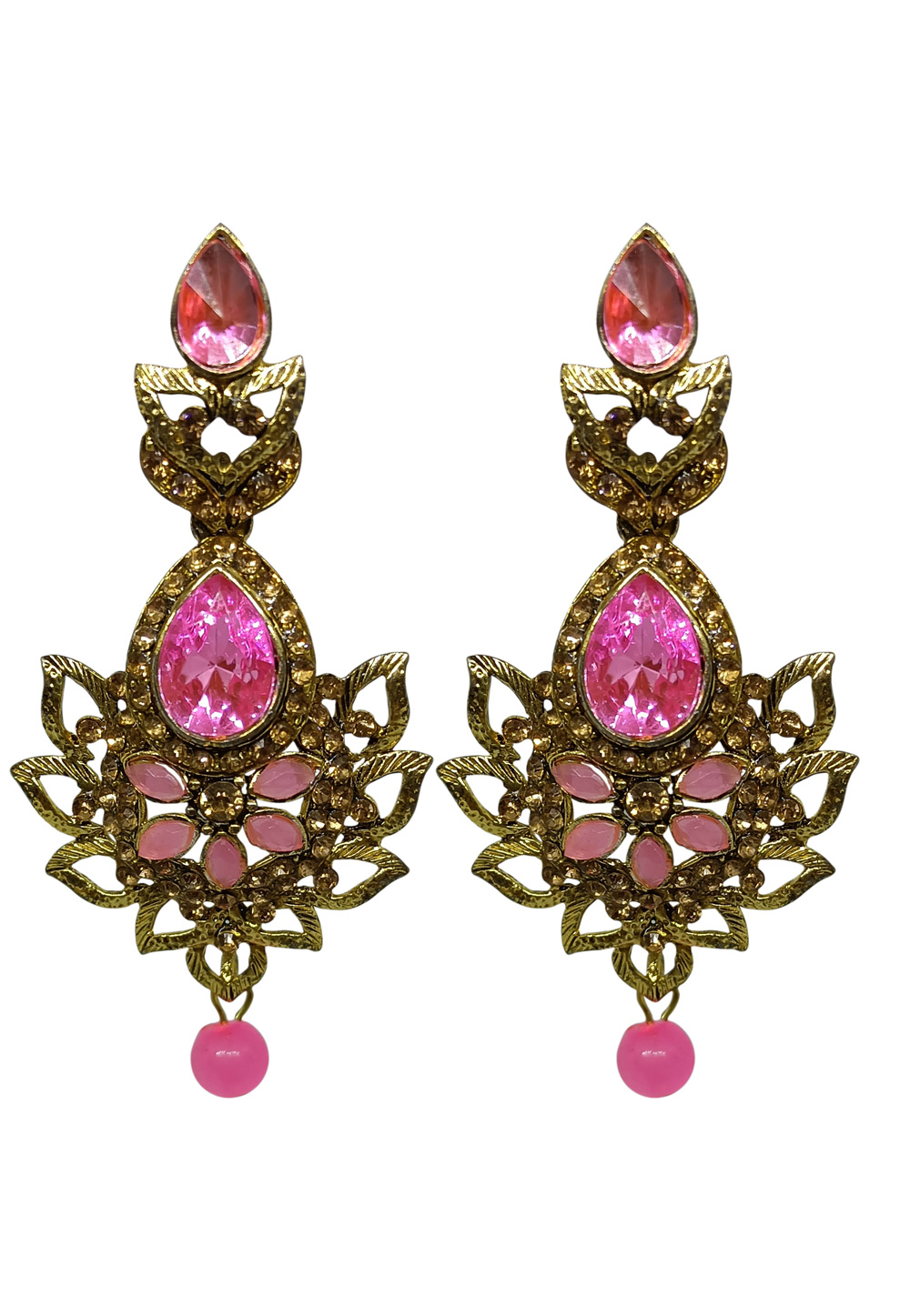 Pink Brass pearl Earrings 240648