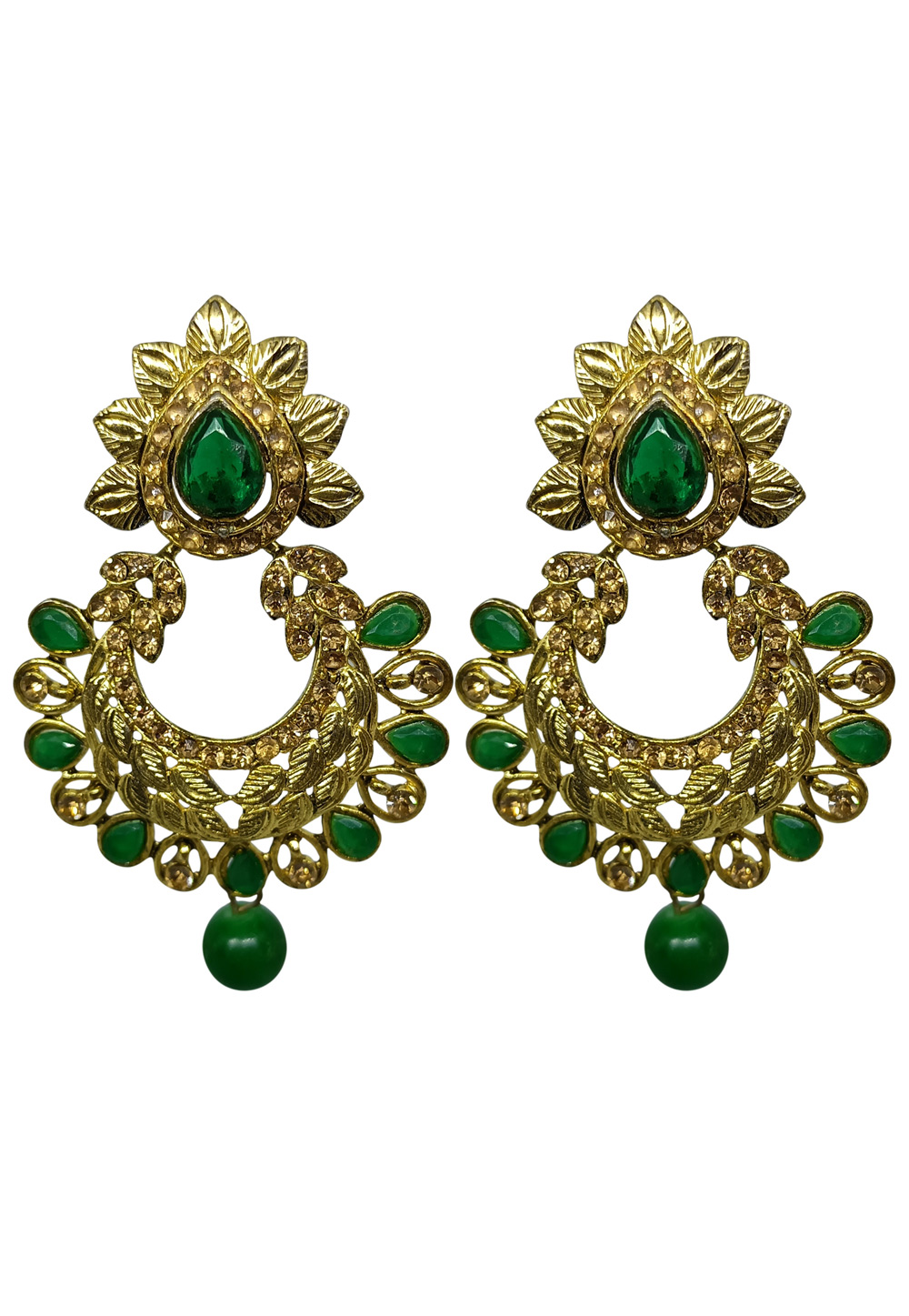 Green Brass pearl Earrings 240650