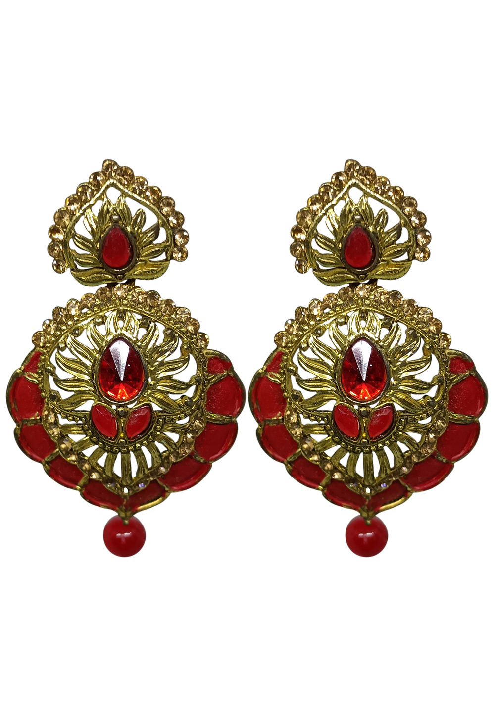 Red Brass pearl Earrings 240651