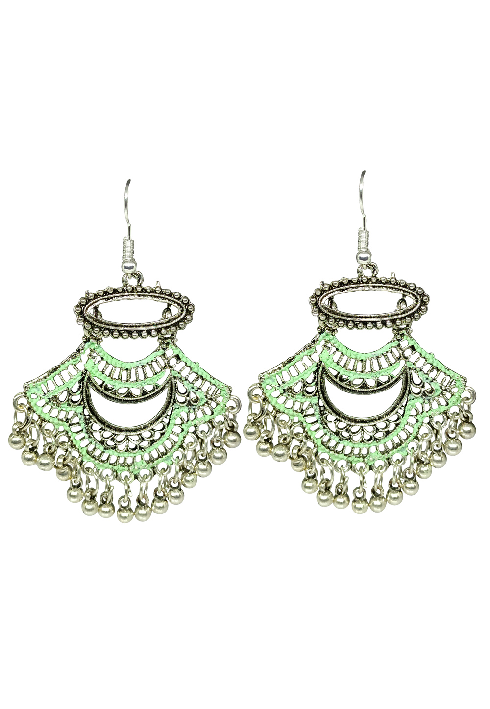 Light Green Brass pearl Earrings 240655