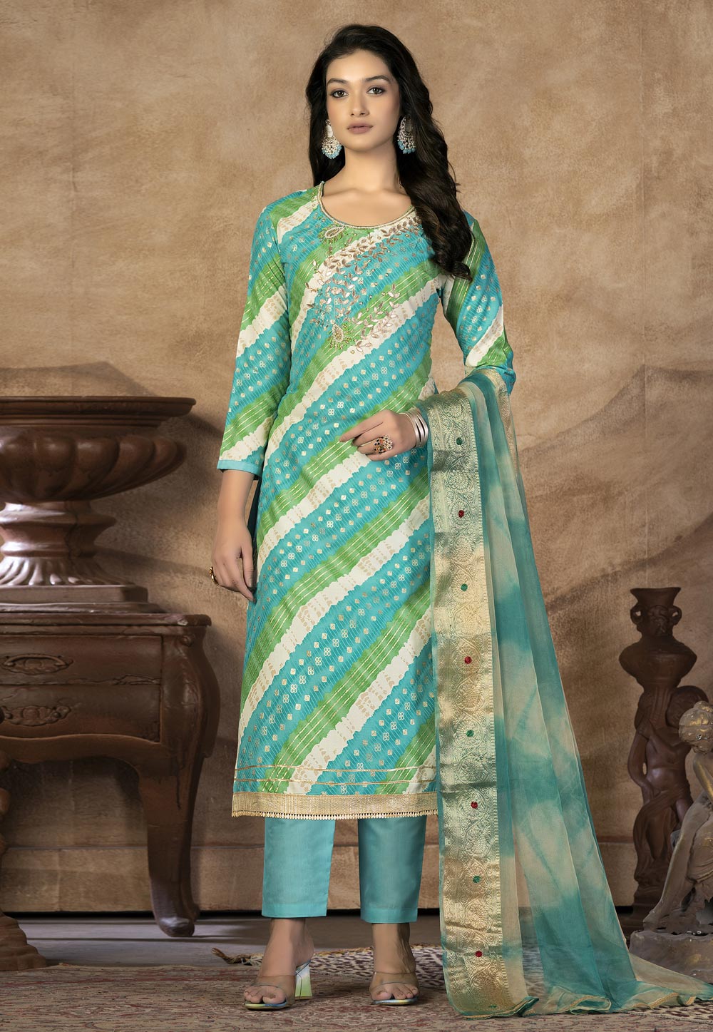 Sky Blue Cotton Pakistani Suit 268725