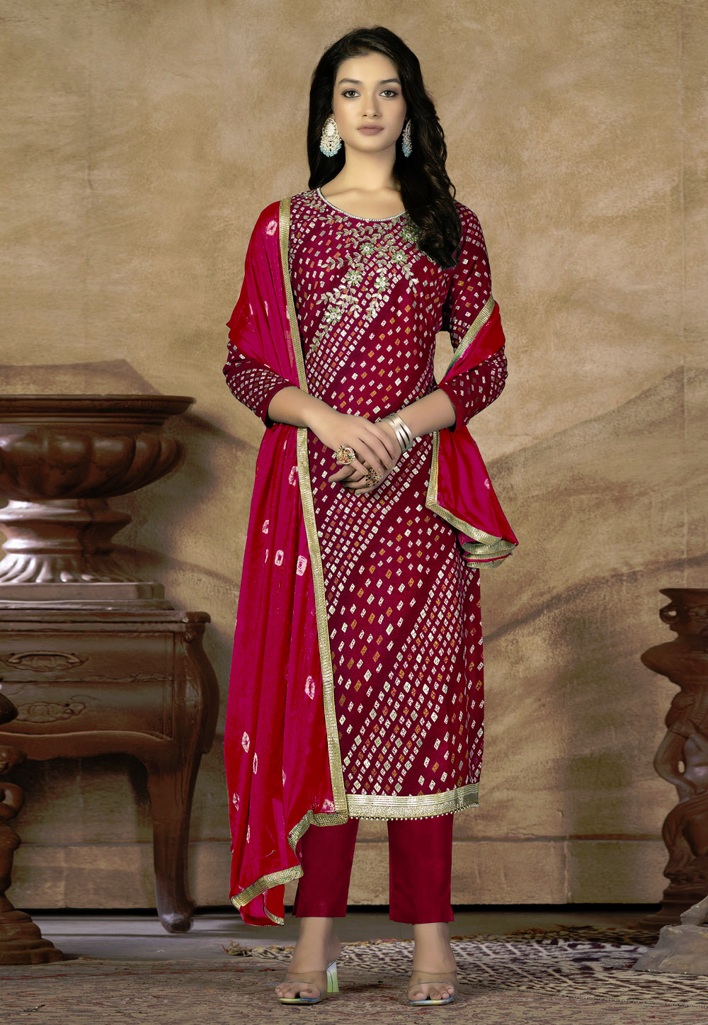 Magenta Cotton Pakistani Suit 268731