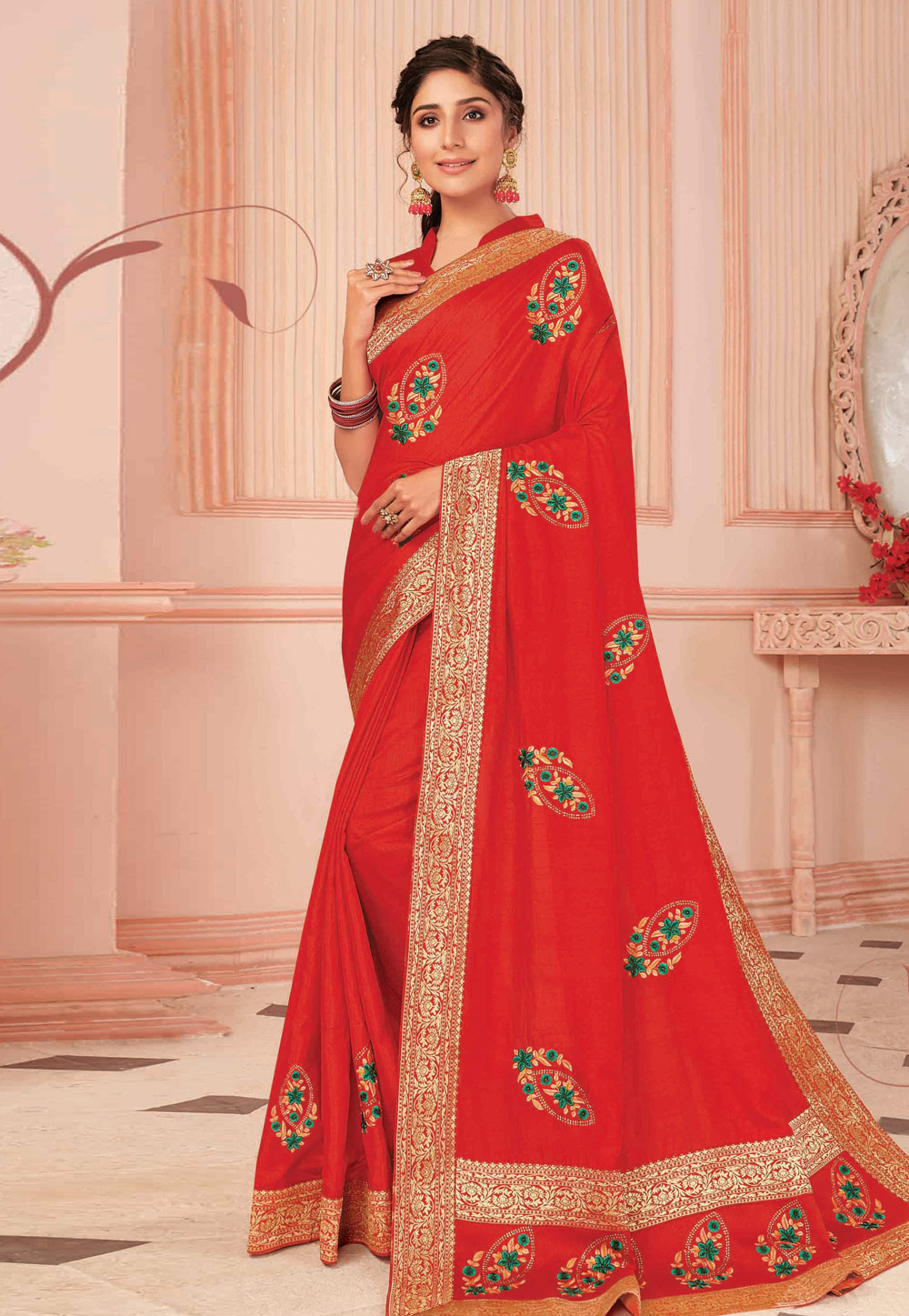 Red Silk Festival Wear Saree 218493
