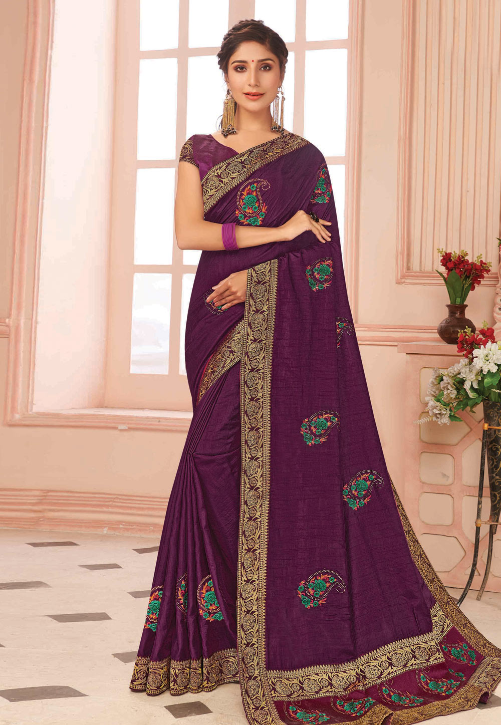 Purple Silk Festival Wear Saree 218495