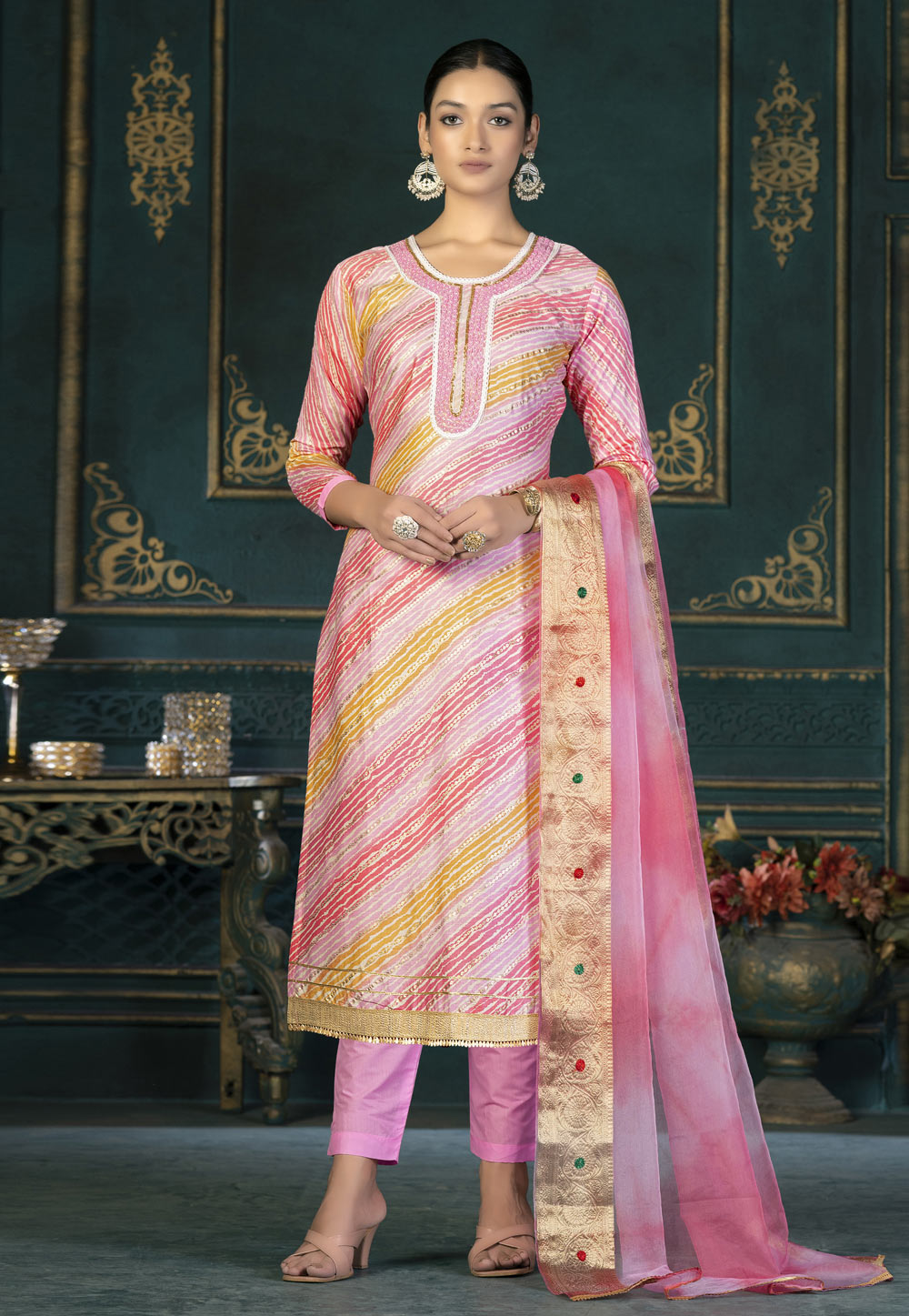 Pink Cotton Pakistani Suit 268733